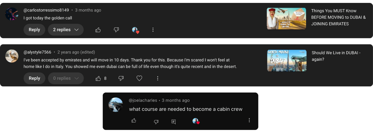 Student testimonials